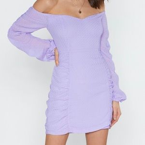 NASTY GAL WHAT’S THE RUCHE LILAC DRESS SZ 10 NWT